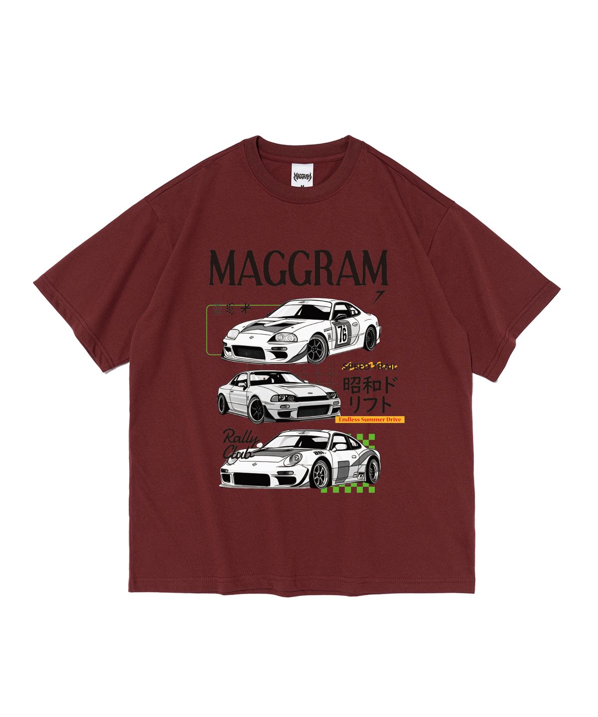 엠에이지그램(MAGGRAM) (박스티) MAGGRAM 드림 카 그래픽 반팔 티셔츠 (와인)