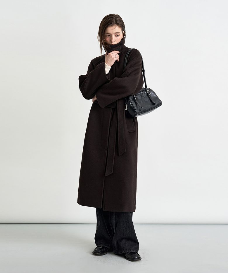 벨티드 발마칸 롱 코트 브라운 COWCT001BROWN
