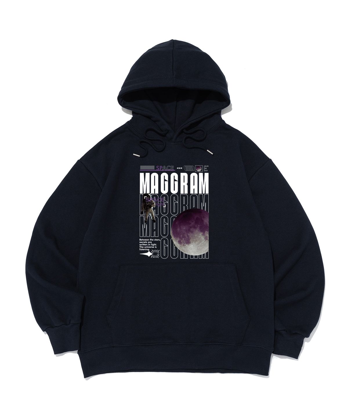 엠에이지그램(MAGGRAM) [논기모/기모] 문 라이트 후드 티셔츠 (네이비)