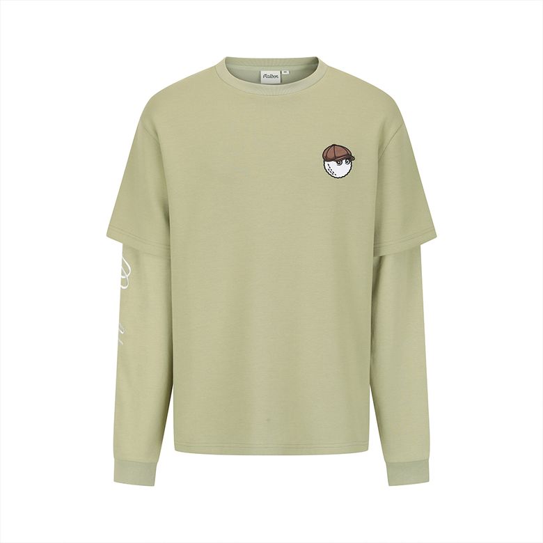 버킷 소매 레이어드 라운드 티셔츠 LIGHT KHAKI (MAN)