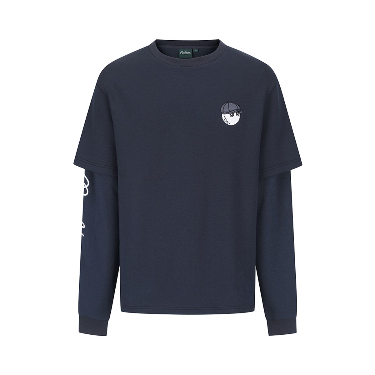 말본 골프(MALBON GOLF) 버킷 소매 레이어드 라운드 티셔츠 NAVY (MAN)
