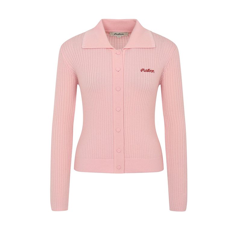 여성 투톤 골지 니트 가디건 LIGHT PINK (WOMAN)
