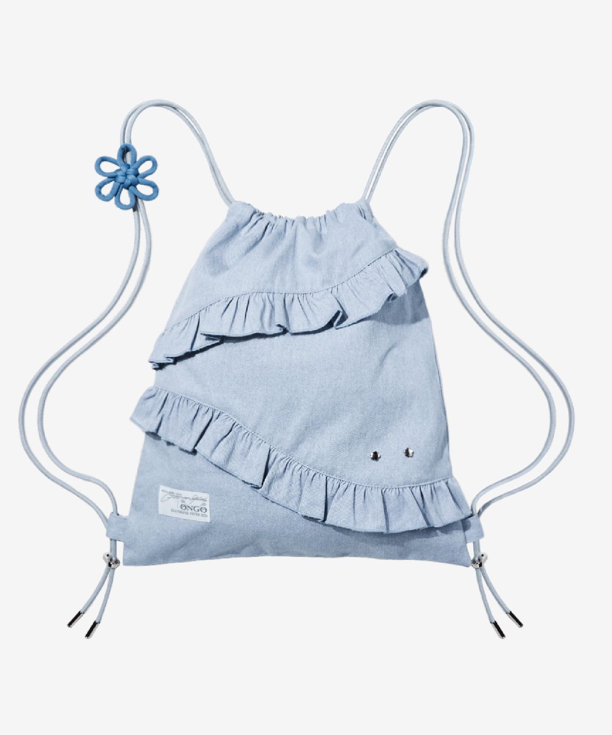 온고(ONGO) Flower Knot Ruffle Bag [Sky]