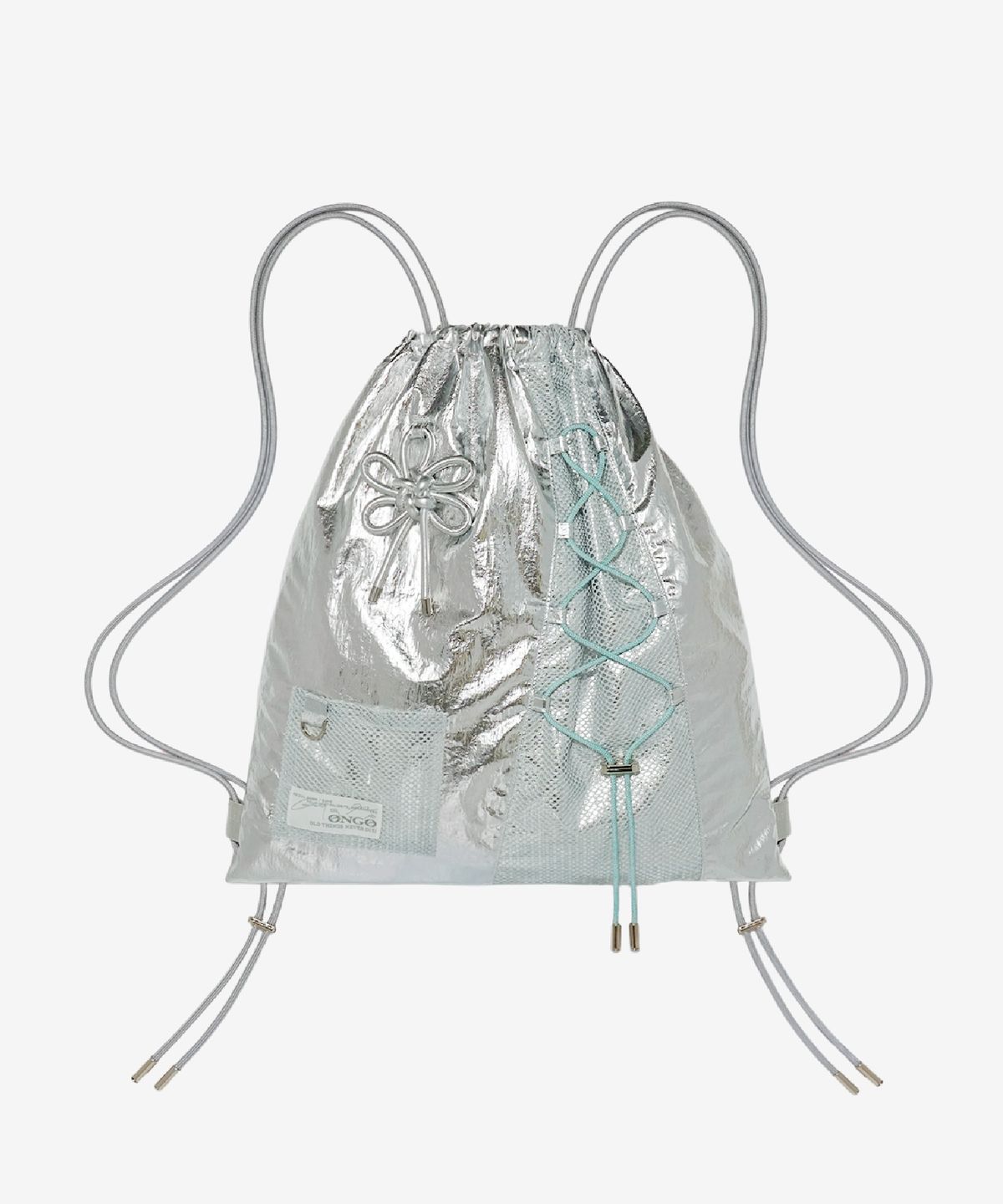 온고(ONGO) FLOWER MESH STRING BAG [Silver]