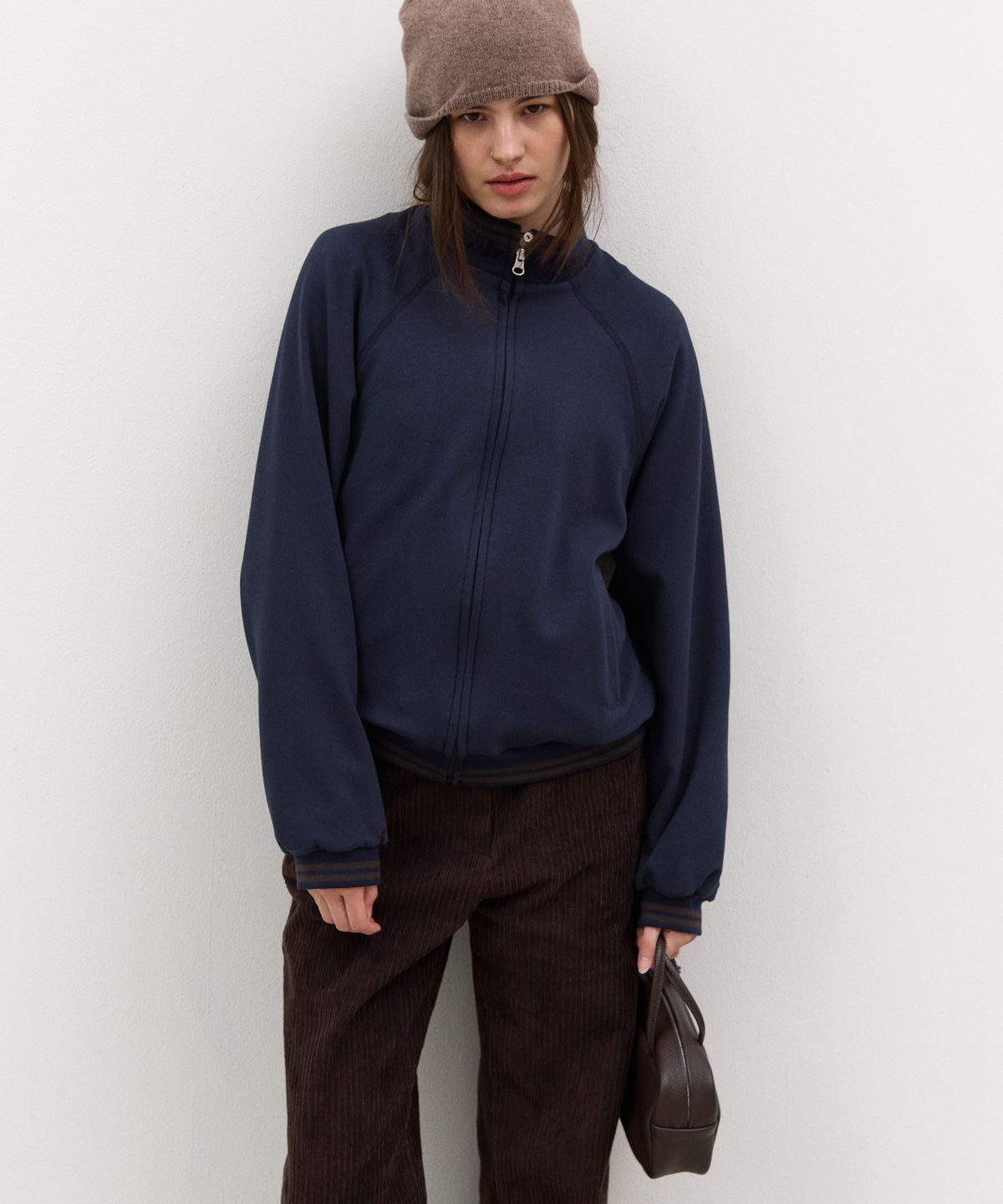 니히(NIEEH) Canvas zip up (Navy)