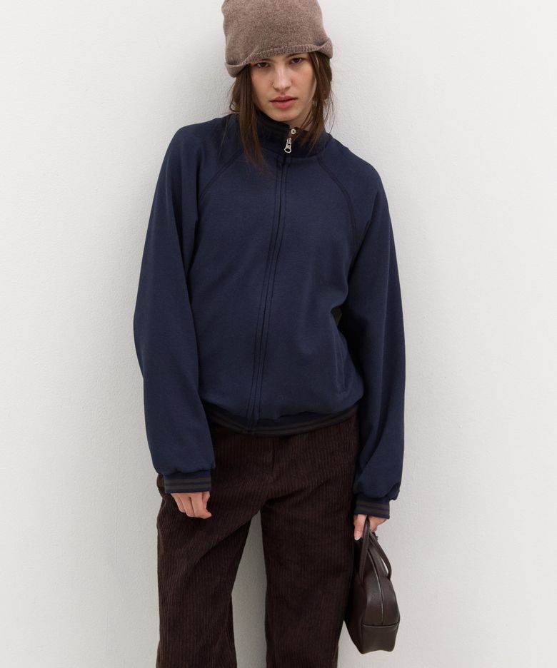 Canvas zip up (Navy)