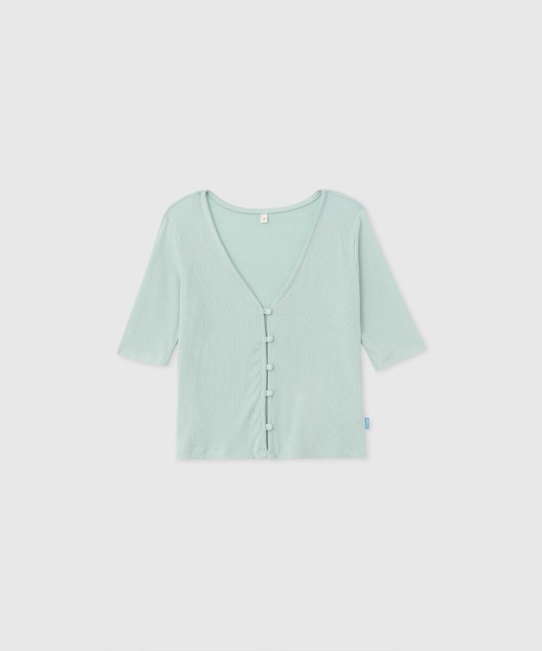 Soft button cardigan (Light green)