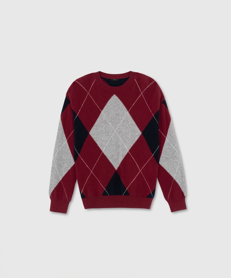 Cashmere argyle sweater (Wine)
