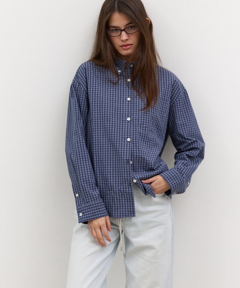 90s check shirt (Blue)