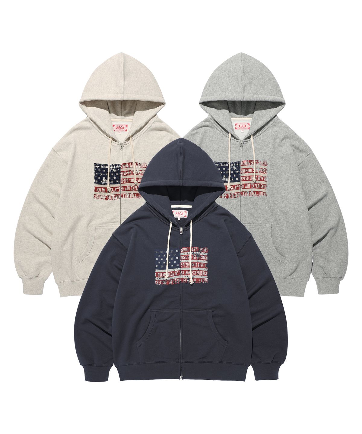에이카화이트(AECA) EASY & FREE FLAG ZIP-UP HOODIE (3color)