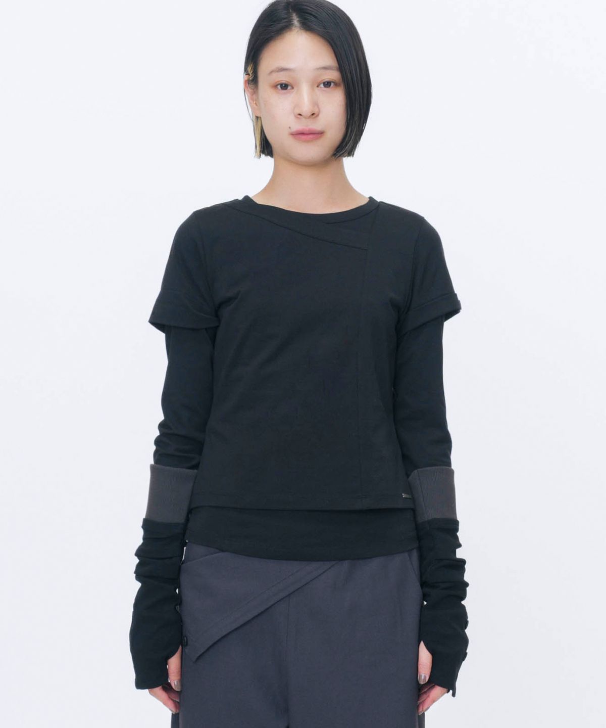 미세키서울(MISEKI SEOUL) Contrast layered long sleeve SET BLACK