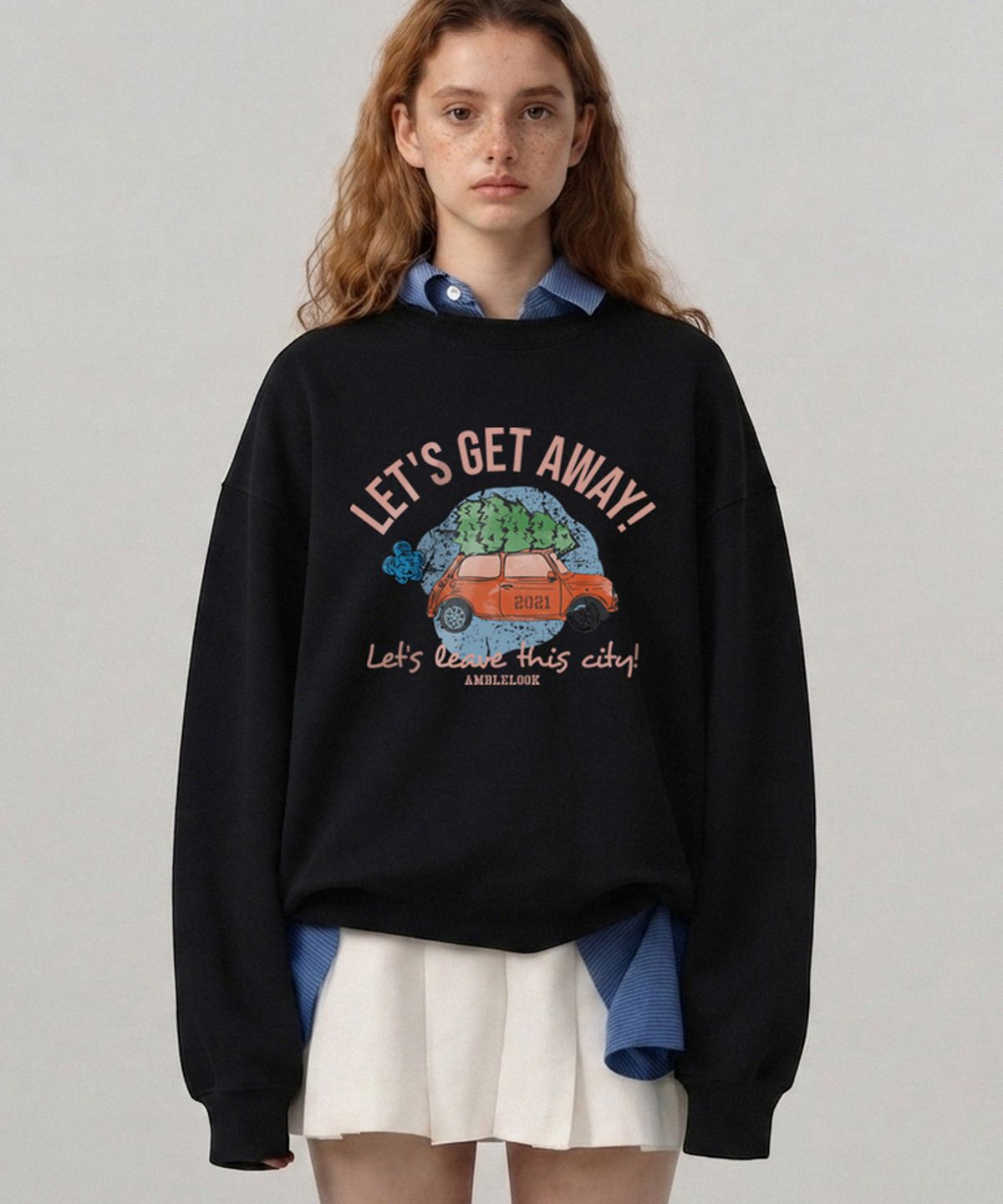 엠블룩(AMBLELOOK) 레귤러 스웨트셔츠 GET AWAY (3color)