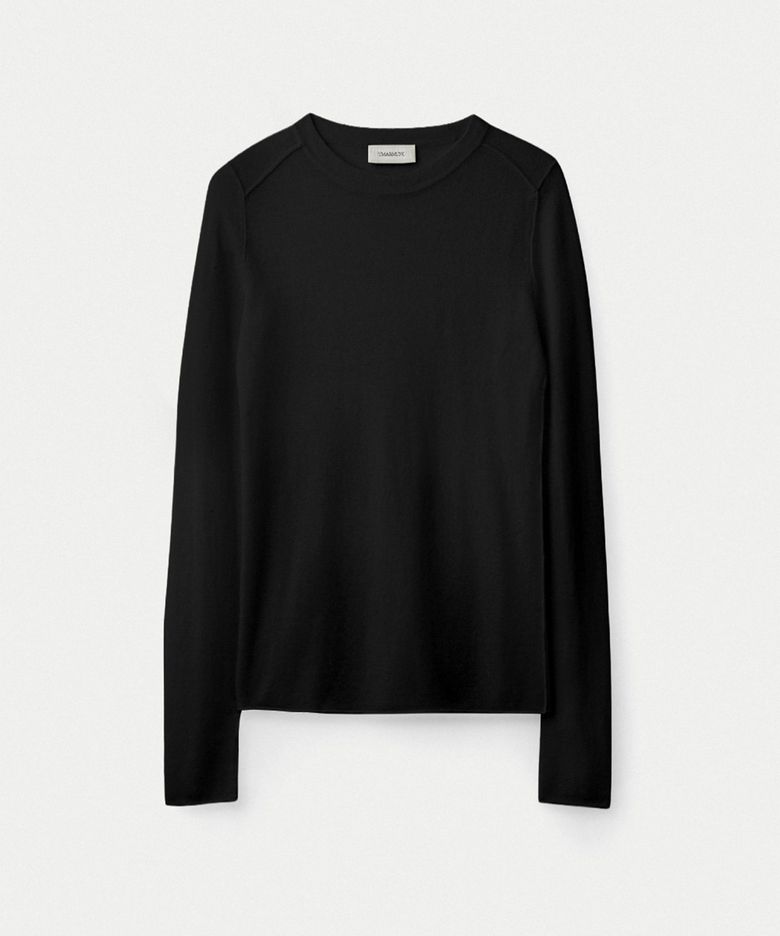 Weightless wool cashmere fitted pullover_Black
