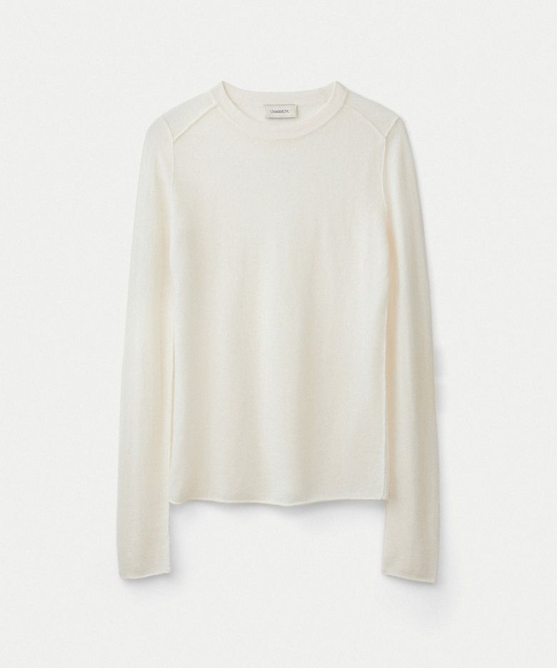 Weightless wool cashmere fitted pullover_Ivory