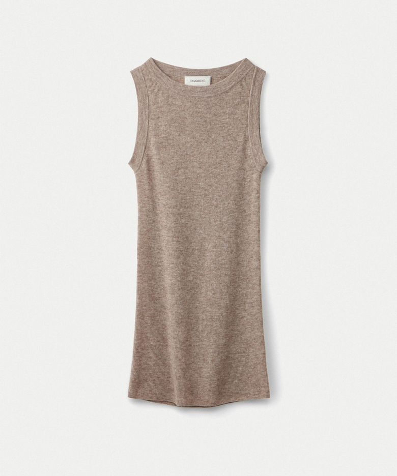 Weightless wool cashmere sleeveless top_Oatmeal