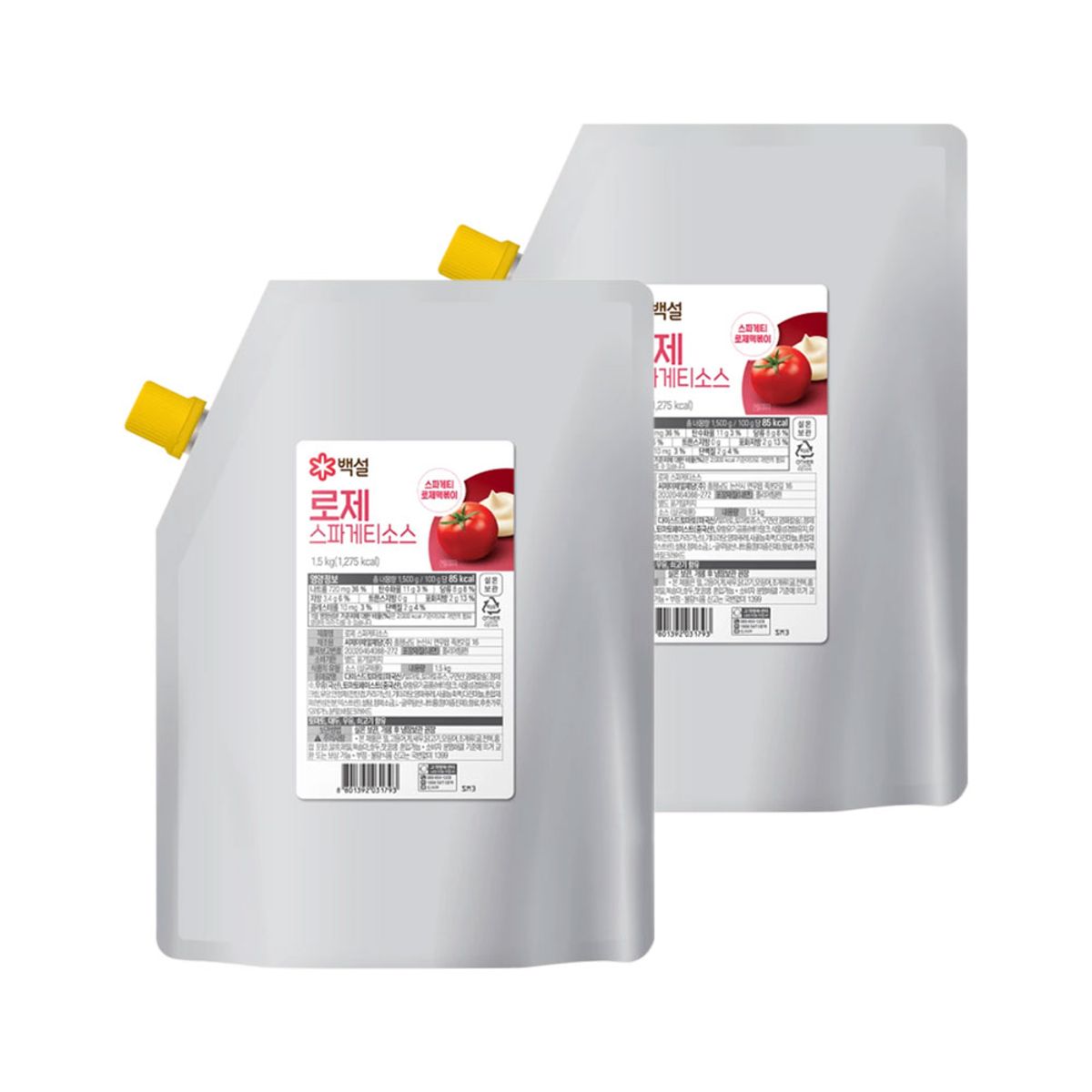 CJ제일제당(CJCHEILJEDANG) 백설 로제 파스타 스파게티 소스 1.5kg x2개(총 3kg)