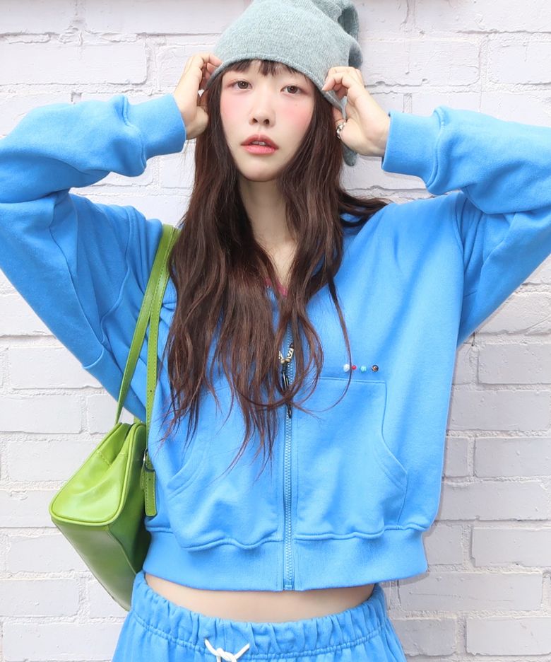 [이태양 PICK] Macaroon Hood zip up_Blue Soda
