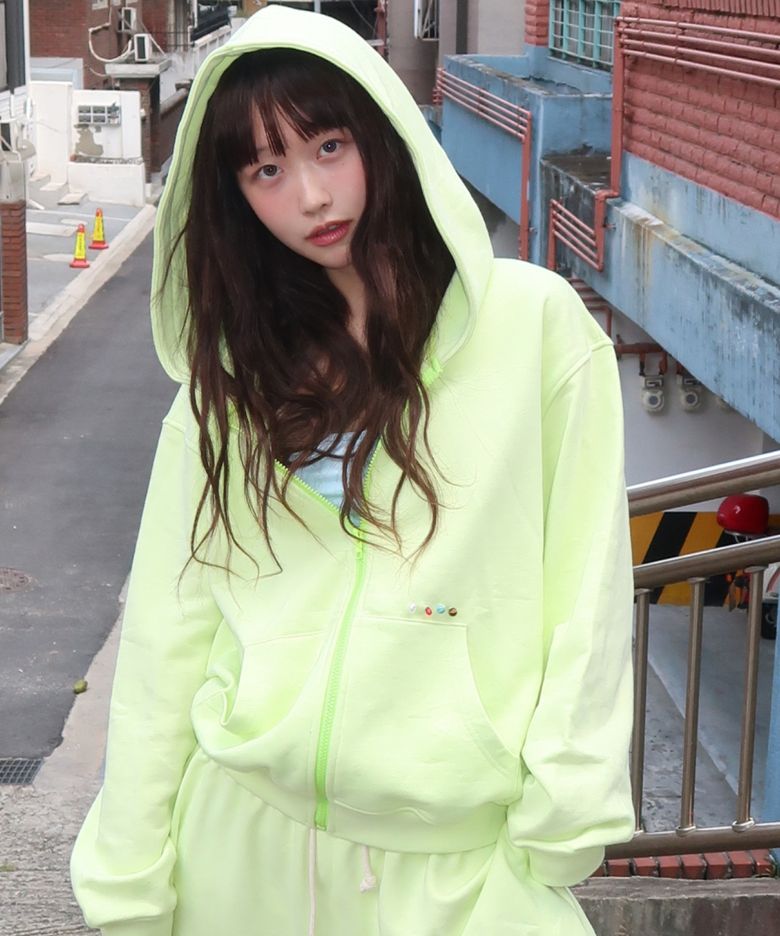 [이태양 PICK] Macaroon Hood zip up_Lime