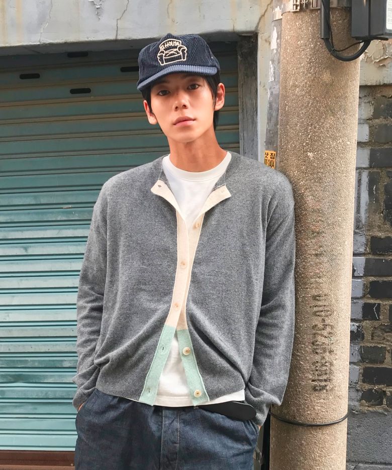 [이태양 PICK] Vintage Tone Mix Cardigan_Chacoal