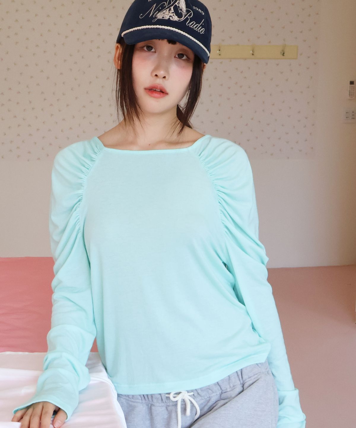 키코지(KIKOZY) [New] Shirring long sleeve top_Mint