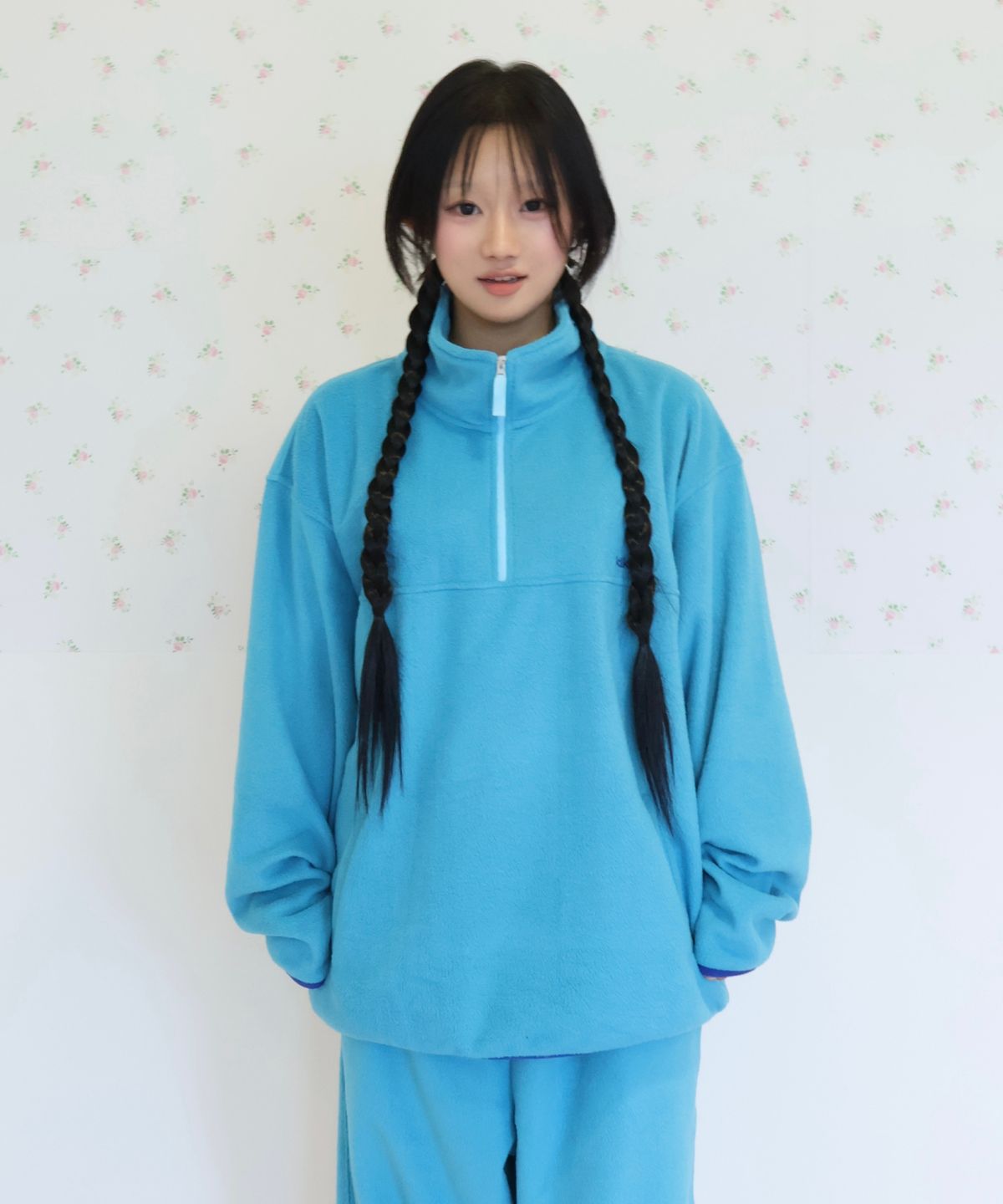 키코지(KIKOZY) Fleece Half Zip Up_Sky Blue