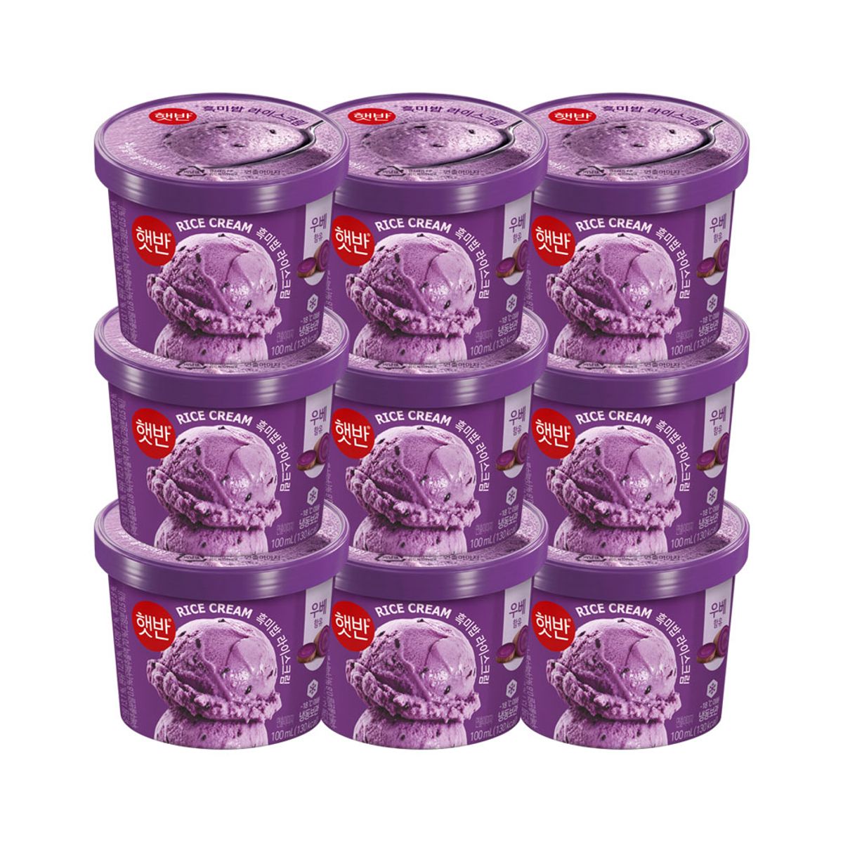 CJ제일제당(CJCHEILJEDANG) 햇반 흑미밥 라이스크림 100ml x9개