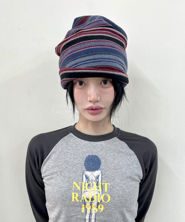 [이태양 PICK] Stripe Fleece Beanie_Blue