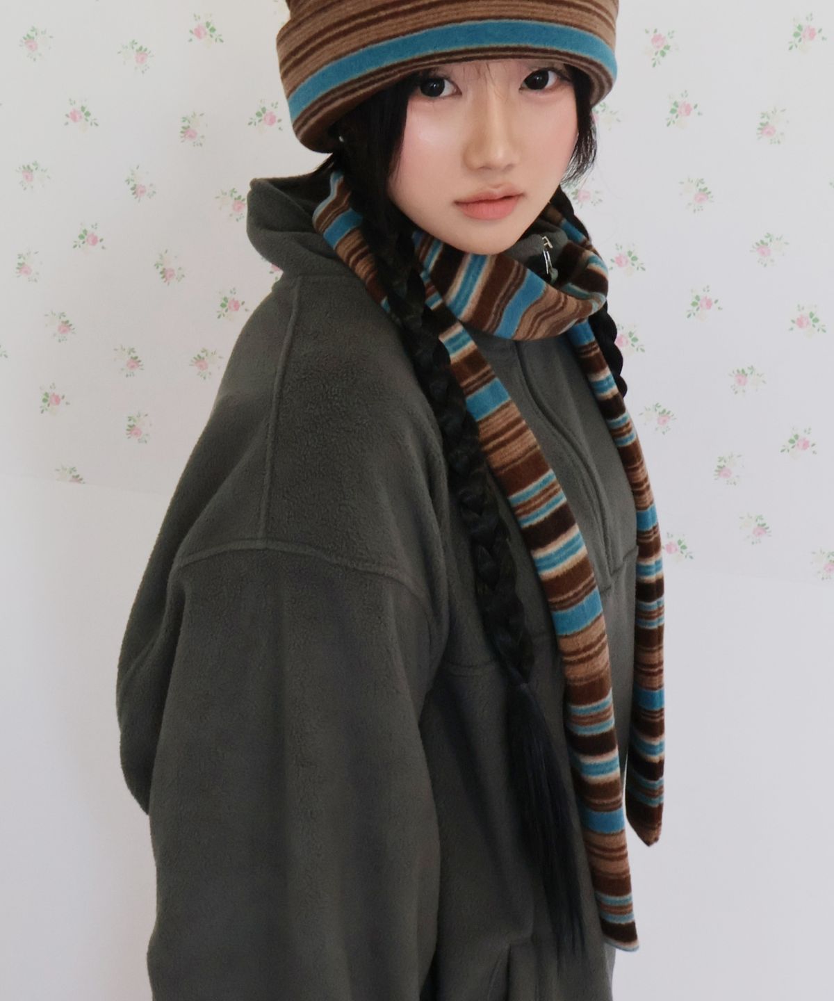 키코지(KIKOZY) Stripe Fleece Muffler_Mint