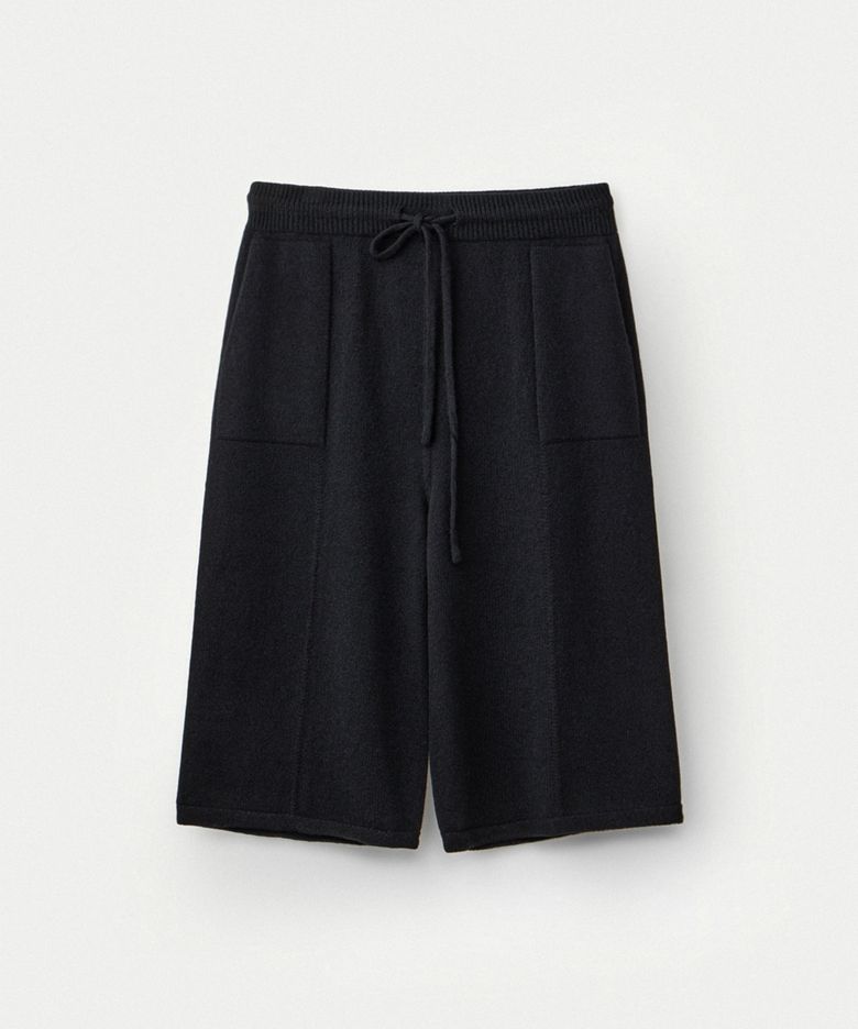 Super fine merino wholegarment bermuda pants_Black
