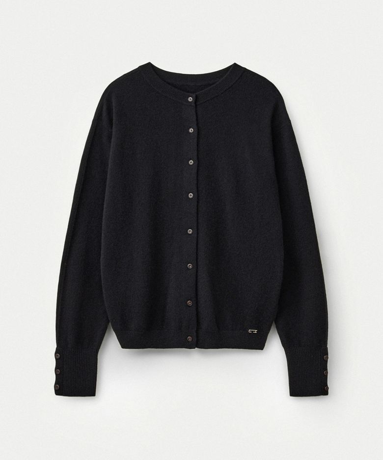 Wool cashmere two way cardigan_Black