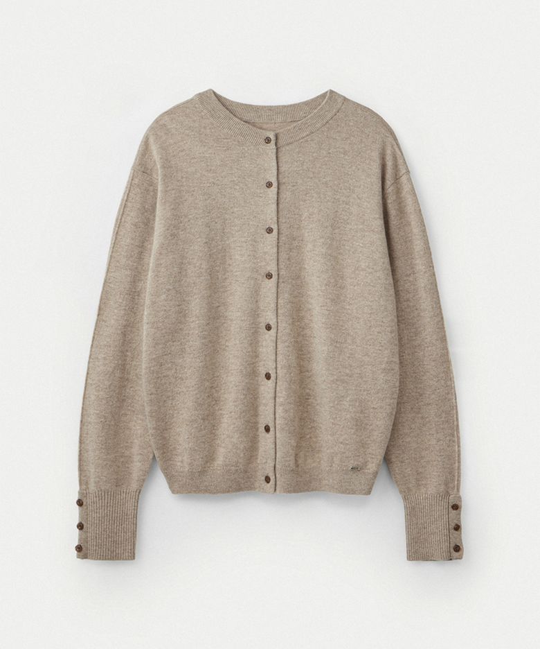Wool cashmere two way cardigan_Dune