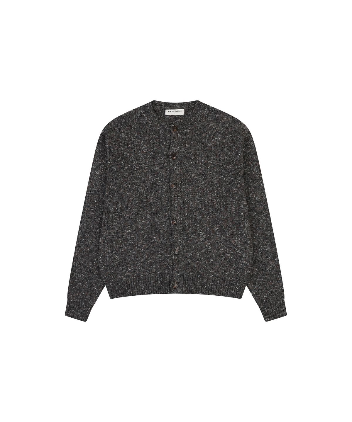 나우앤투모로우(NOWANDTOMORROW) CREW NECK SWEATER CARDIGAN [CHARCOAL]