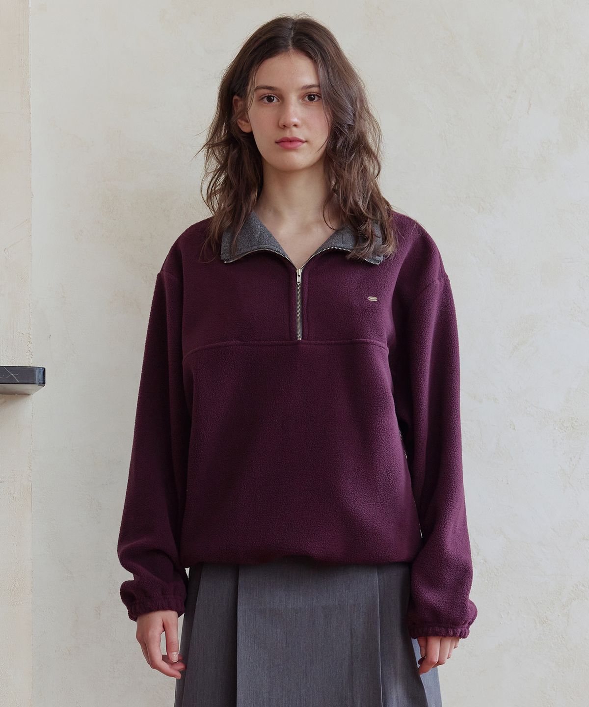 애프터아워즈(AFTERHOURS) COZY FLEECE HALF ZIP-UP V2 (PLUM)