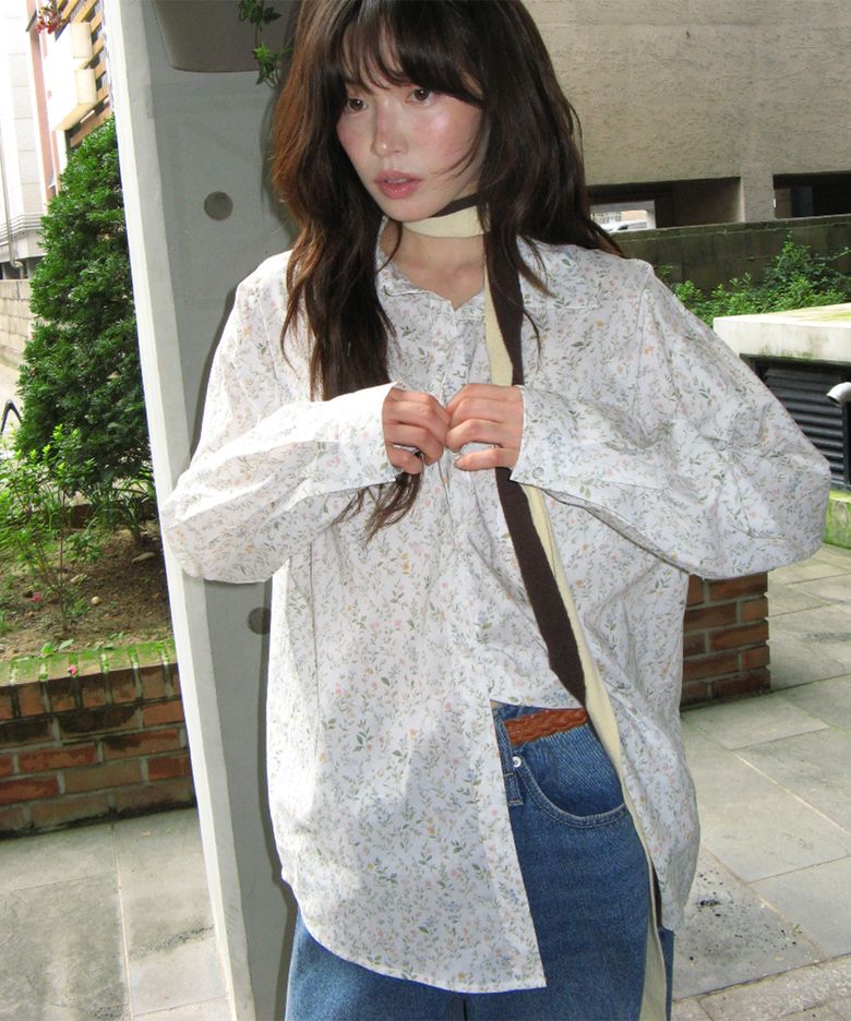 FLORAL PATTERN SHIRT WHITE