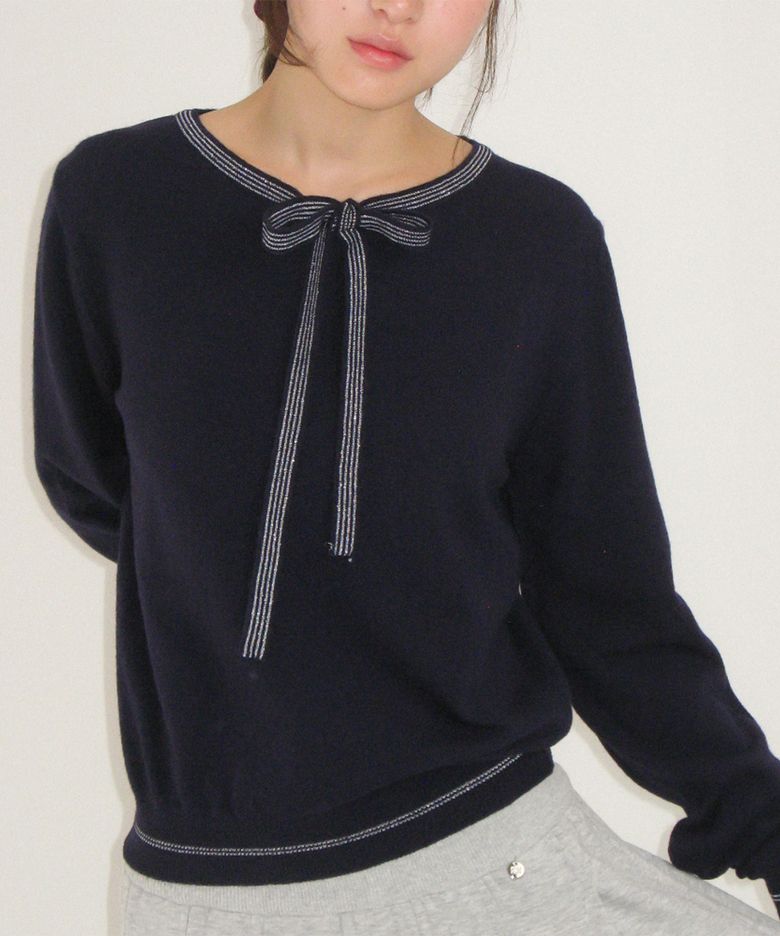 GLITTER RIBBON KNIT NAVY