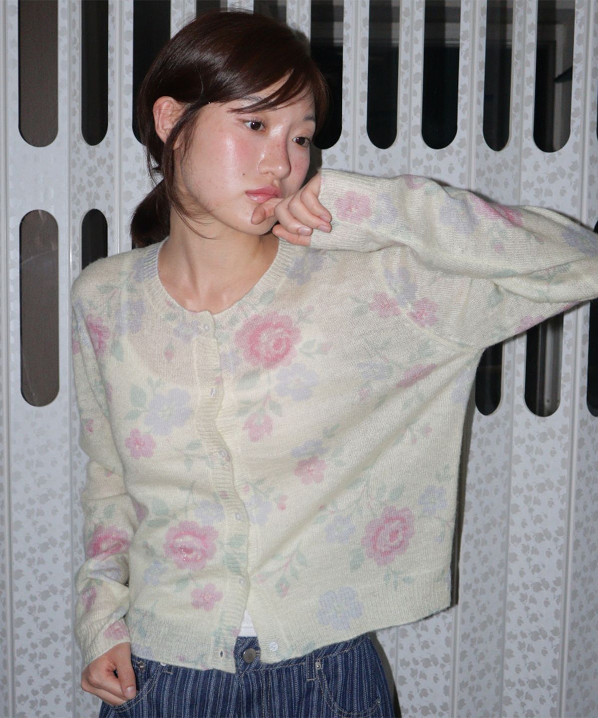론론(RONRON) VINTAGE FLORAL CARDIGAN YELLOW