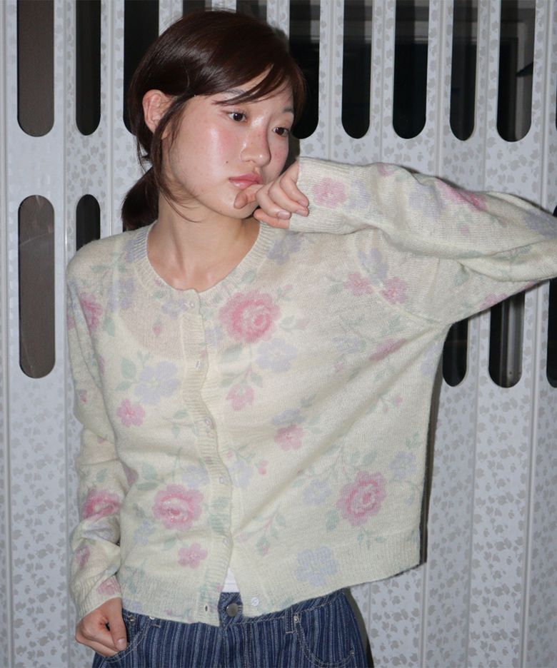 VINTAGE FLORAL CARDIGAN YELLOW