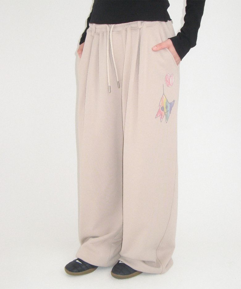 KIDS CAT DOODLE SWEAT JOGGER PANTS ASH GREY