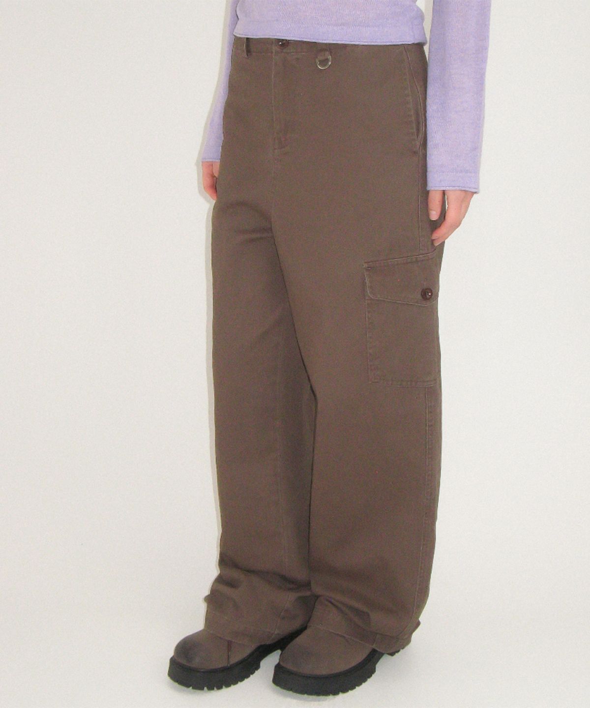 론론(RONRON) PIGMENT DOUBLE CARGO PANTS BROWN
