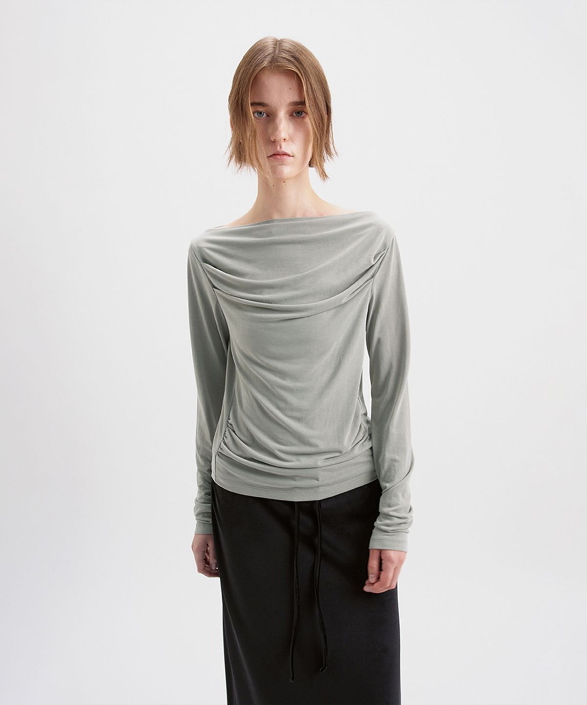 시메트릭 퍼센트(SYMMETRICPERCENT) Drape Cupra Top / Ash Mint