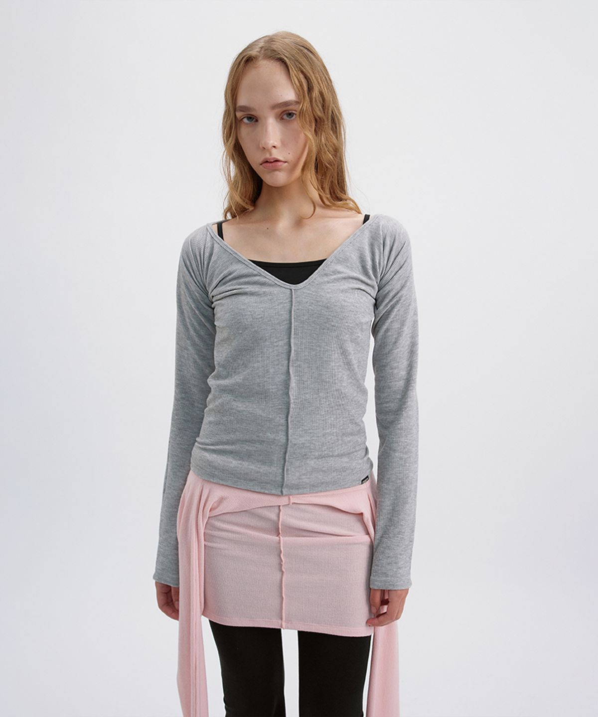 시메트릭 퍼센트(SYMMETRICPERCENT) Ballet 2-way Warm-up Top / Melange Grey