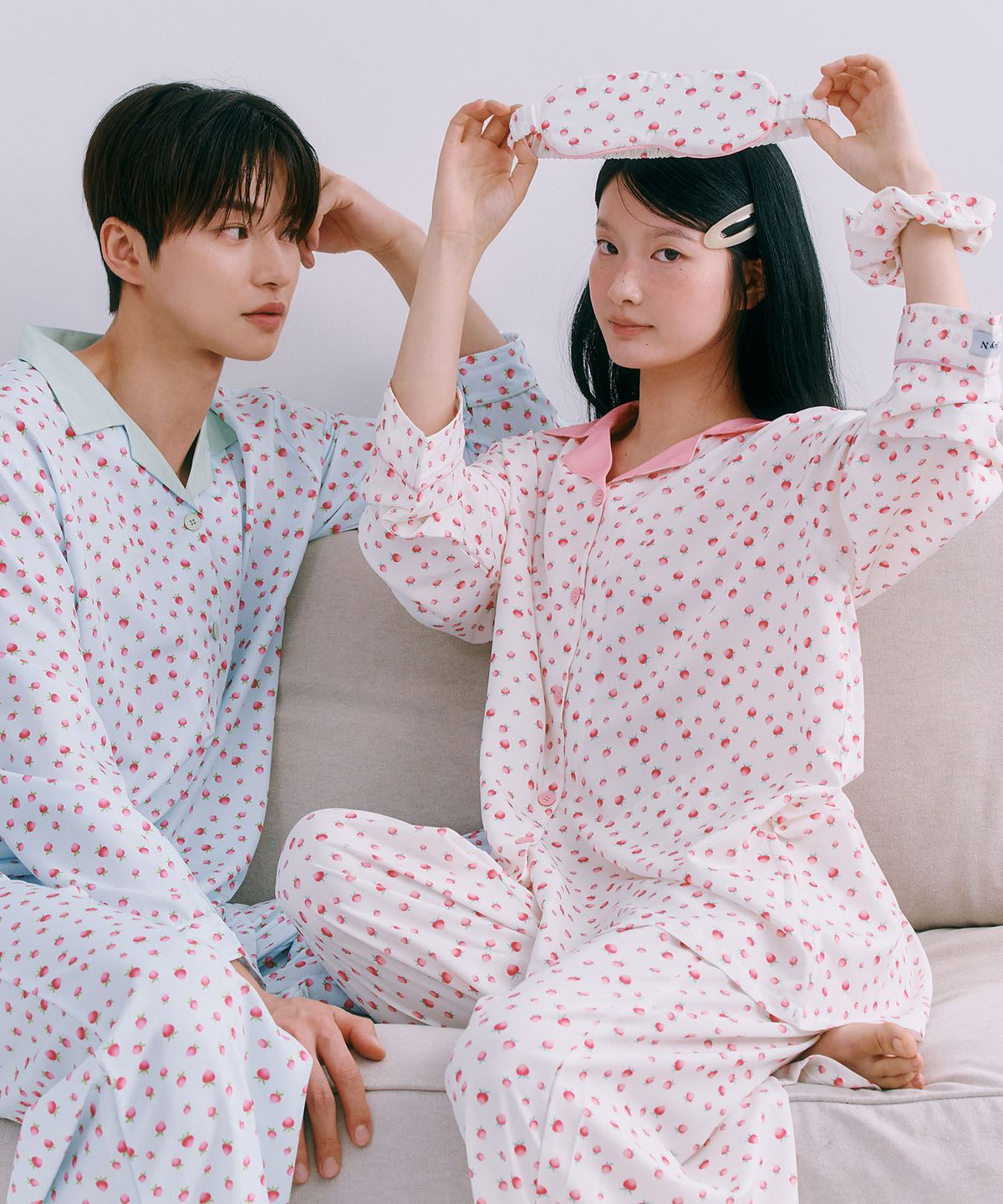 주디앤(JUDYN) [2PACK] 스트로베리 클린핏 긴팔 잠옷 파자마 세트_스트로베리