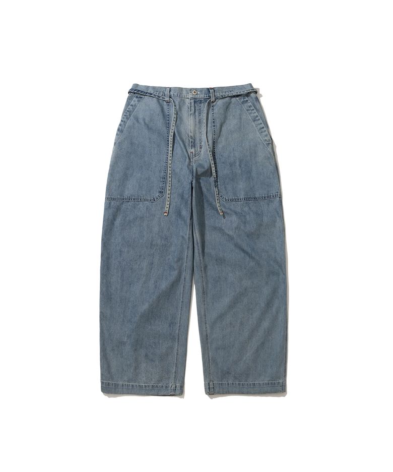Double Fatigue Denim Pants - Washed Blue