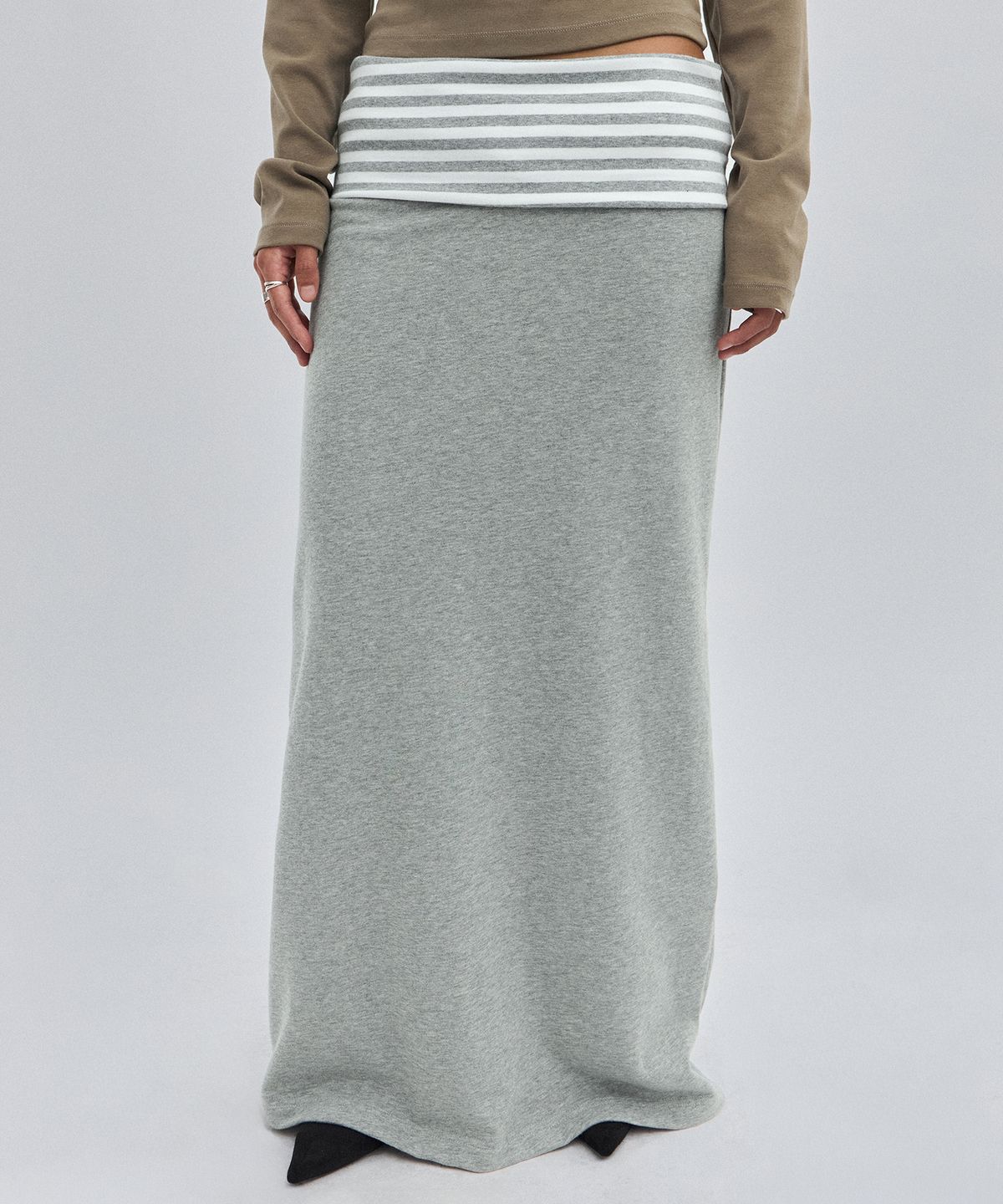 스웨이드(SUADE) LAYERED LONG SKIRT [GRAY]