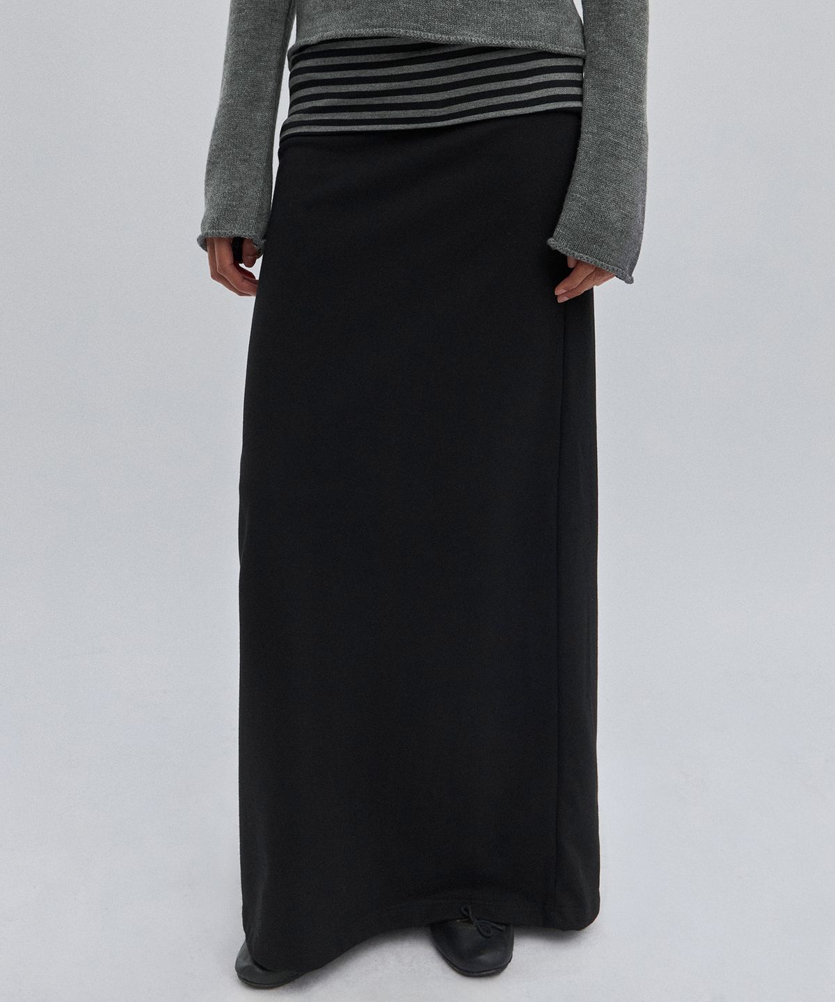 스웨이드(SUADE) LAYERED LONG SKIRT [BLACK]