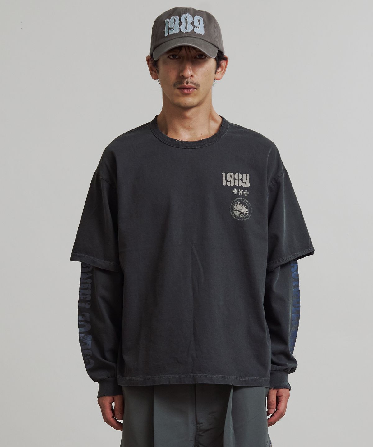 니티드(KNITTED) 1989 빈티지 피그먼트 레이어드 롱슬리브 WASHING CHARCOAL