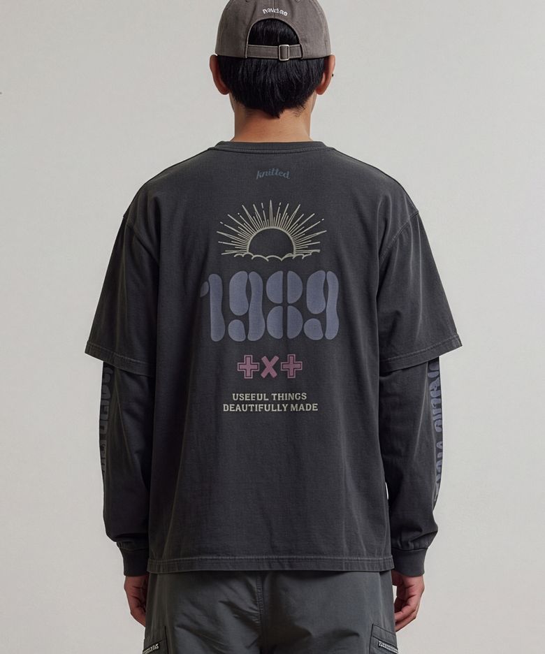 1989 빈티지 피그먼트 레이어드 롱슬리브 WASHING CHARCOAL
