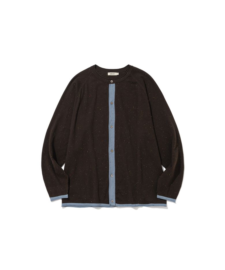 Nep Yarn Raglan Cardigan - Brown