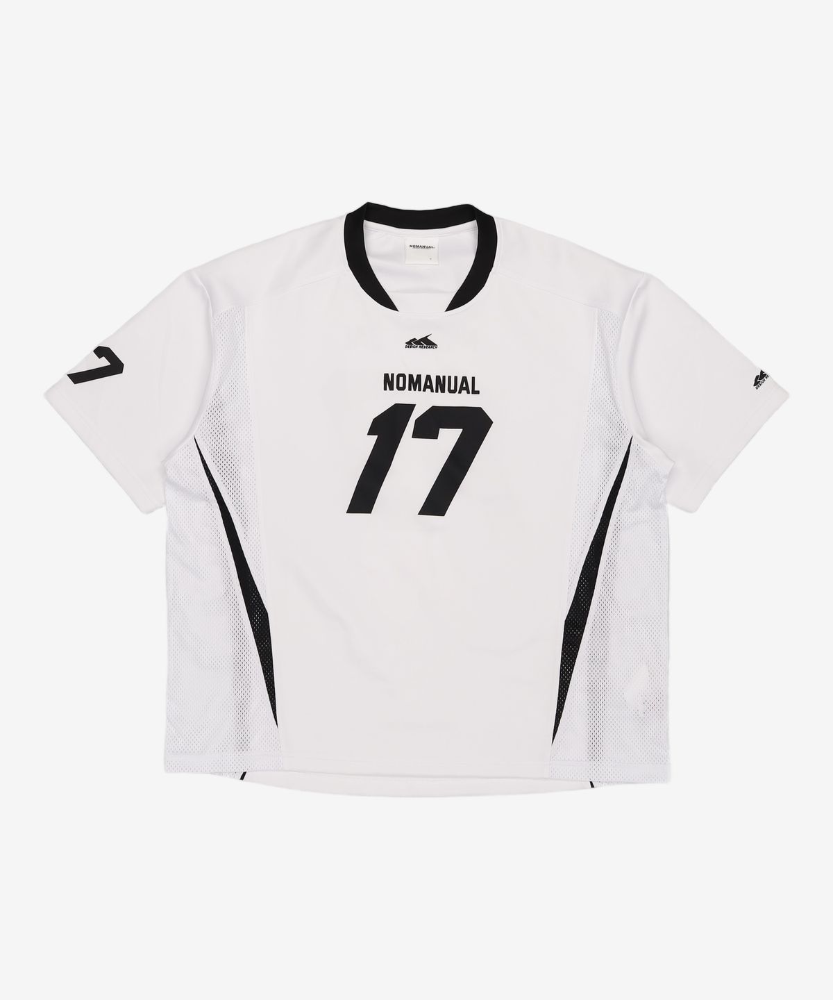 노매뉴얼(NOMANUAL) 17 MESH BLOCK FOOTBALL JERSEY - WHITE M
