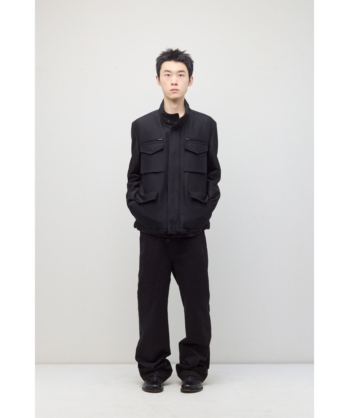 해칭룸(HATCHINGROOM) Silent M65 Jacket Wool/Silk Black